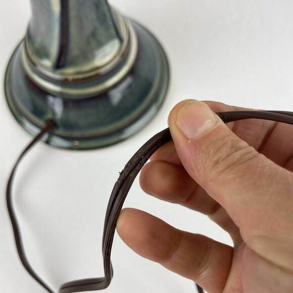 VTG Bill Campbell Pottery Table Lamp Purple Blue Drip Glaze Twist Double Socket - Picture 7 of 10